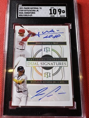 2021 National Treasures Juan Soto/Ronald Acuna Jr. Dual Auto HOLO 