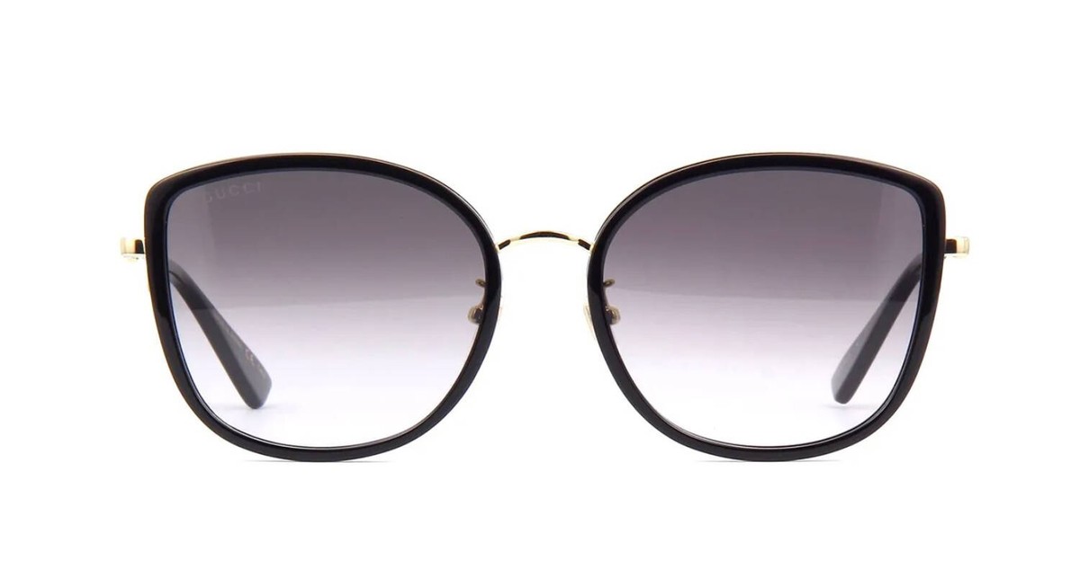 Gucci GG0606SK Black Gold/Grey Shaded (001) Sunglasses | eBay