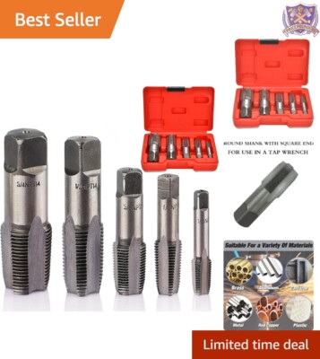 5 Piece High-Speed Steel NPT Taps Set for Re-Threading Damaged Pipe Threads