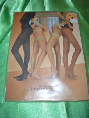 Edle Gerbe Ethnic Colours halterlose Nylons Strümpfe Gr. 2 beige dore Stay Ups 