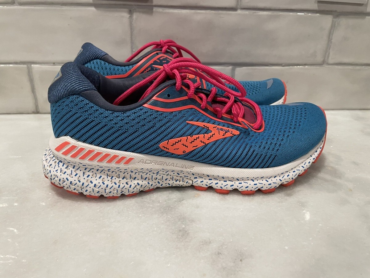 Brooks Womens “Adrenaline GTS-20” Running Shoes Blue Orange 