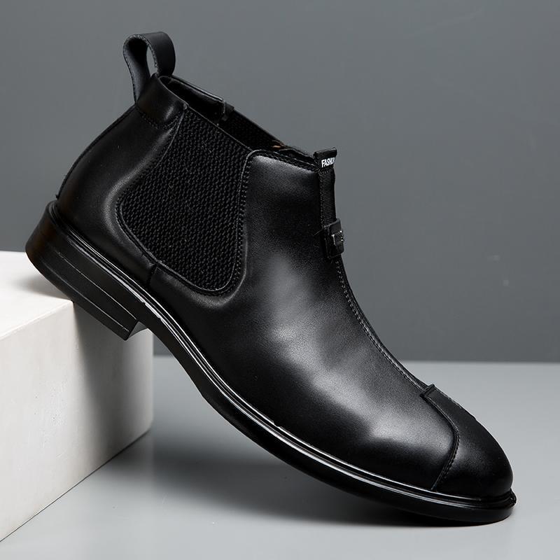 SAOLA Scarpe alte uomo invernali formali in pile calde britanniche business nere punta