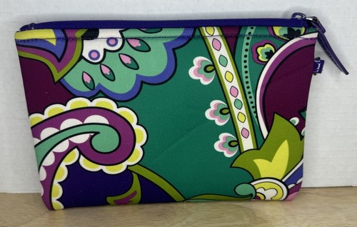 VERA BRADLEY Pouch HEATHER Neoprene 8" x 5.5" Top Zip Cosmetic Floral Paisley - Picture 2 of 3