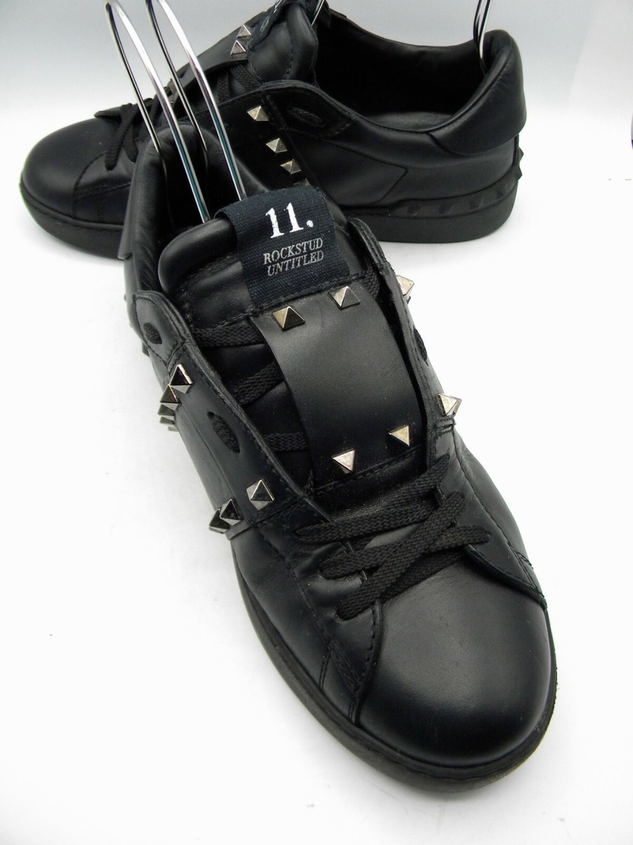 Valentino Garavani Rockstud Untitled Black Leather Sneakers