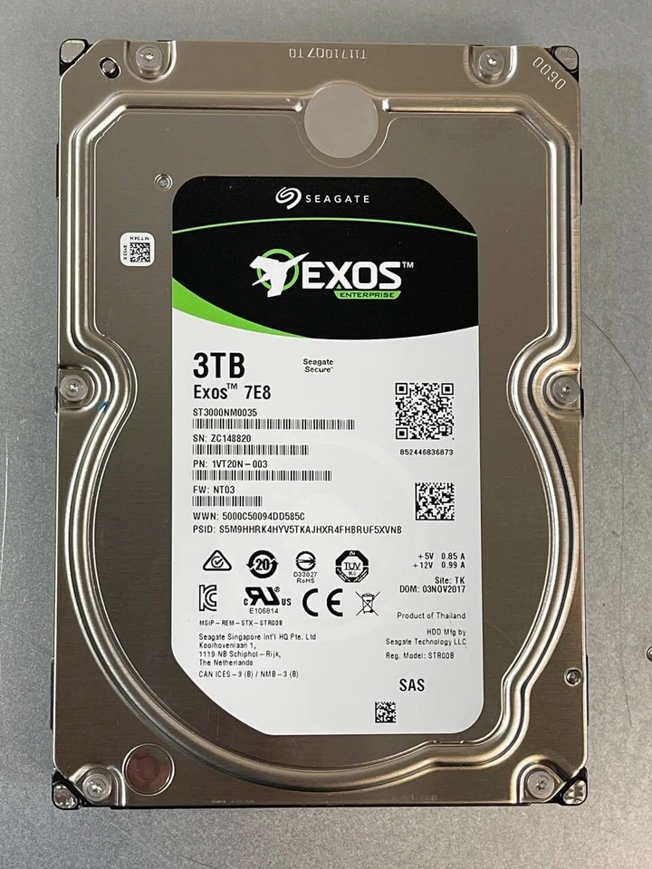 Lot of 2 Seagate Exos 7E8 3TB 7200RPM 128MB SAS 12Gb/s 3.5 HDD Hard Drive 7.2K - Image 2 of 4