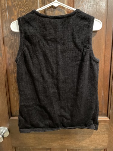 Crazy Horse Ugly Christmas Sweater Vest M Medium Ornaments Black Sparkly Holly - Picture 5 of 5