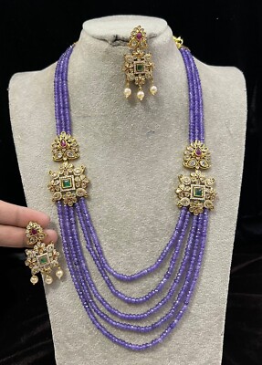 Bollywood Gold plated bridal CZ stone peralfashion jewelry necklace earring sets