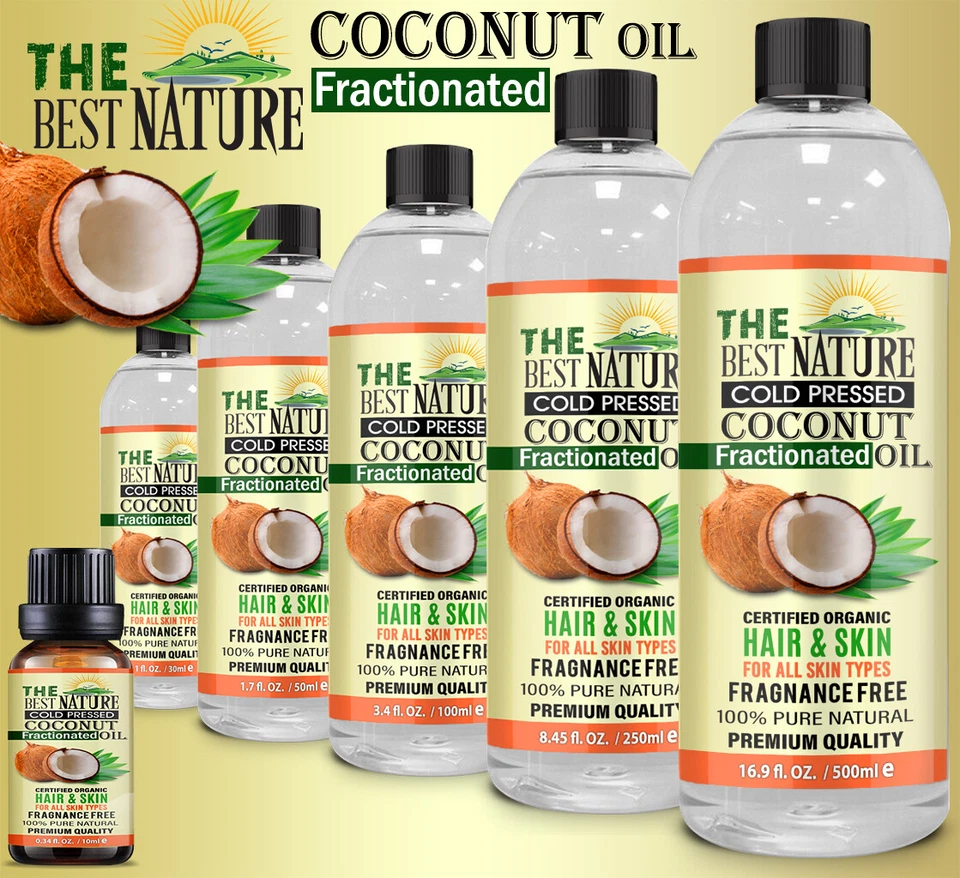 THE BEST NATURE Coconut Fractionated Oil Perfect for moisturising and massage High Quality UK