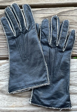 Grandoe size 6.5 womens gloves leather black driving fashion stitched lined