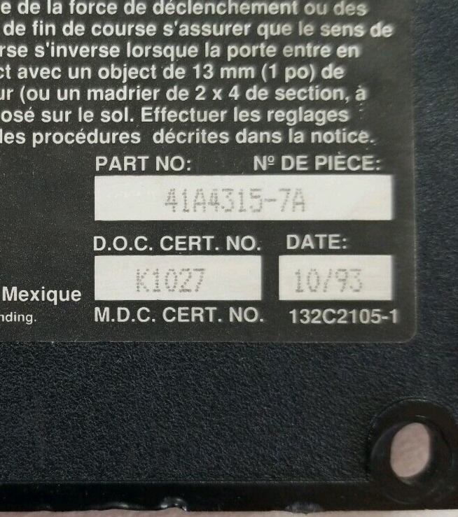 Sears Craftsman 41A4315-7 Garage Door Circuit Board GREEN