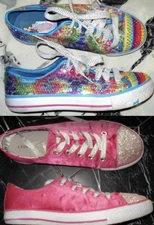CONVERSE ALL STAR SKECHERS GLITTER Athletic SNEAKERS SHOES Mary-Jane Flats