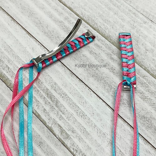 2 Ribbon Barrettes - braided, hair accessory, girl, 80's, quantity discount - Picture 40 of 65