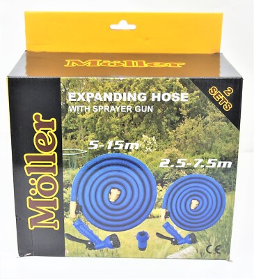2PC Expanding Magic Water Hose Flexible Garden 25ft 50ft 2 Spray Guns 