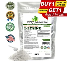 1000g (2.2 lb) 100% L-LYSINE HCL POWDER US PHARMACEUTICAL GRADE KOSHER nonGMO 