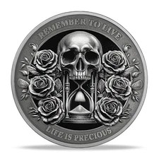 Memento Mori Coin Stoic Reminder Token, Skull Challenge Coin Memento Vivere Coin