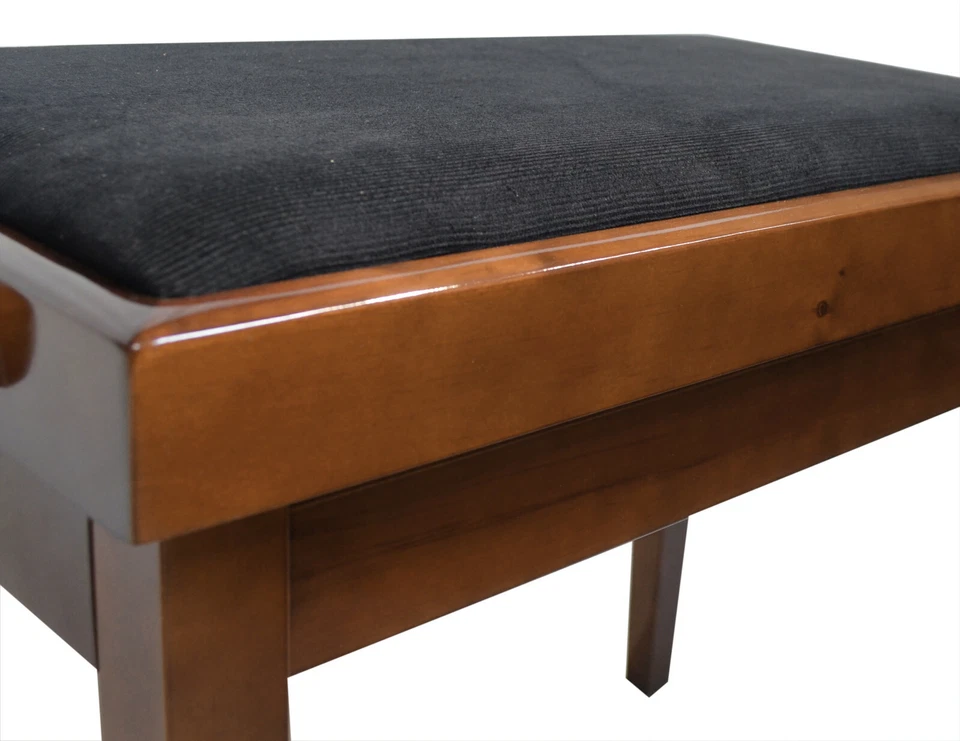 KLAVIERBANK - PIANO HOCKER STUHL - WALNUSS BRAUN - CORDPOLSTER SCHWARZ - KL3 - Bild 3 von 3