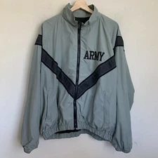 US Army IPF Jacket Gray ACU Digital Windbreaker Black Trim Zip Pockets Size M-R