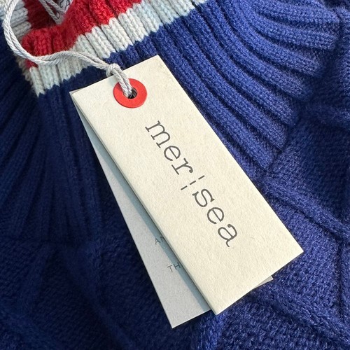 MerSea Sailor Sweater Size OS Blue Red White Lattice Pattern Knit Mock Neck NEW - Picture 8 of 9