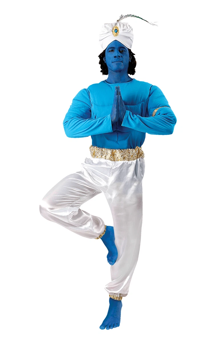 Adult Blue Genie Costume Aladdin Movie Fancy Dress