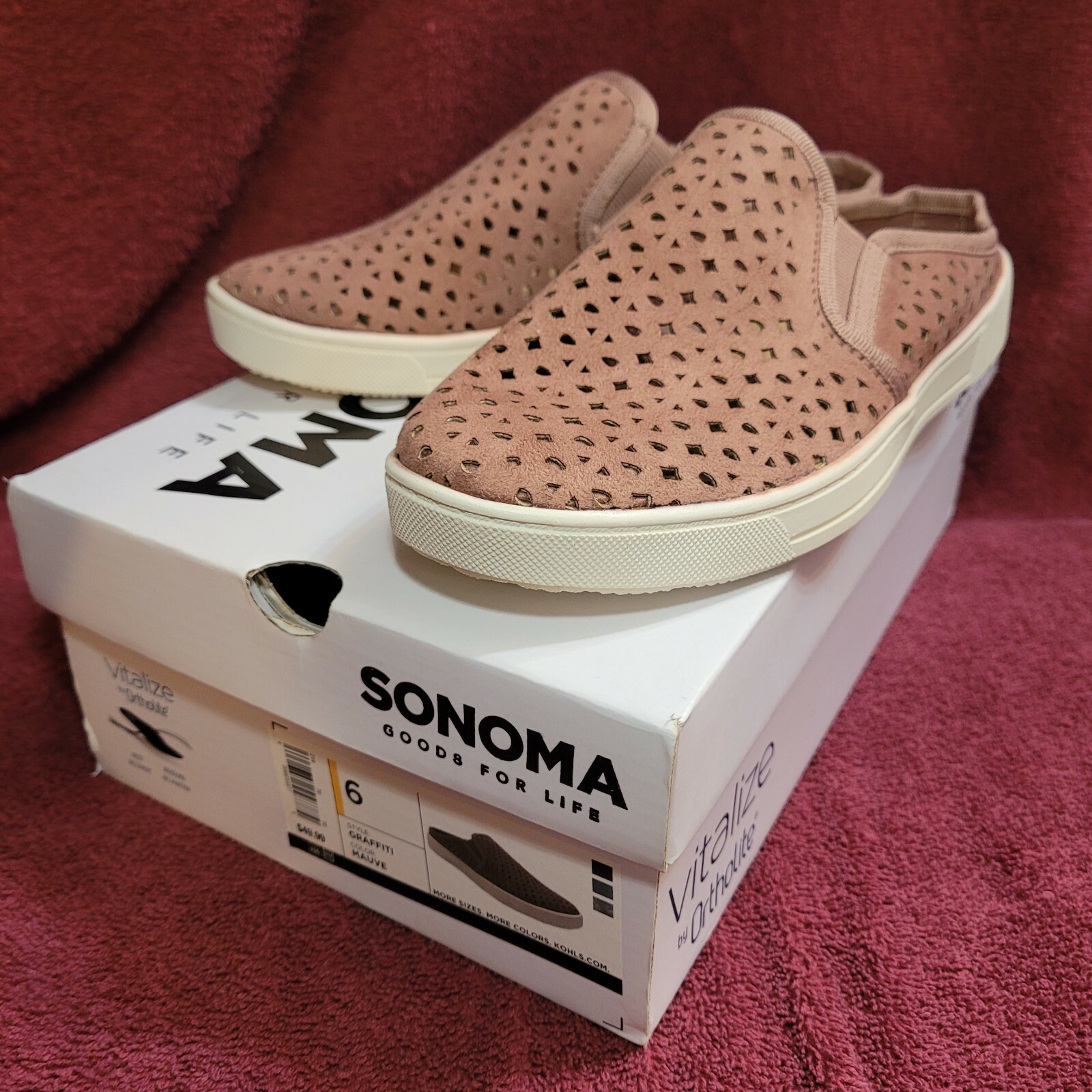 Womens Ladies Sonoma Mules Slip Slide On Tennis Shoes Sneaker Pink NEW