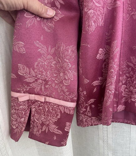 Susan Graver Style Floral Jacquard Blazer Pink Rose Pattern Button Front XL - Picture 5 of 5