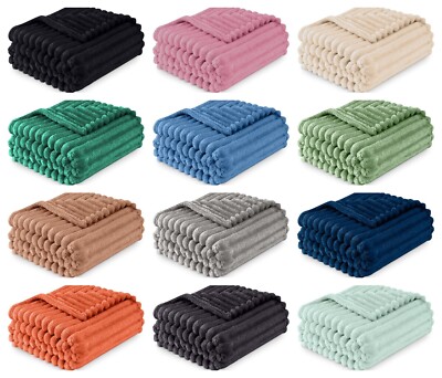 DV CHUNKY RIB WAFFEL LUXUS DECKE FLEECE ÜBERWURF SOFA WARM KUSCHELIG EXTRA GROSS