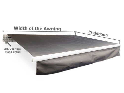 Luxury Roll Out Retractable Folding Arm Awning White Frame/DARK GREY Fabric - Picture 2 of 9