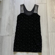 Free People Velvet Eyelet Beaded Dress Women's Back Sleeveless Scoop Neck Zipper