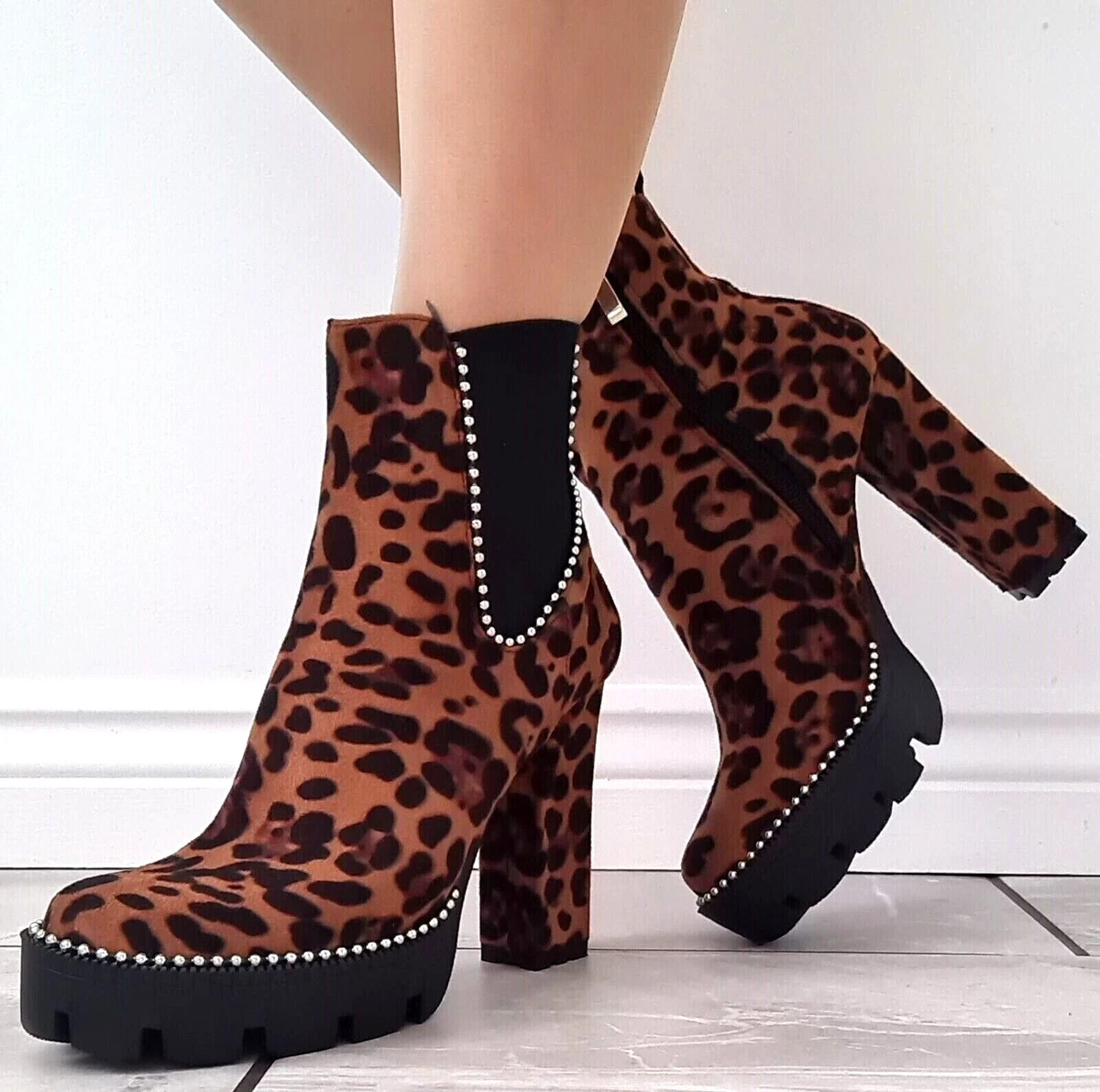 Leopard hotsell heel booties