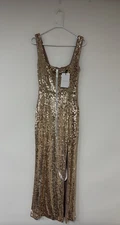 Women's Club L London High Life Rose Gold Sequin Vaccine Dress Split Size 10