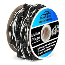 2 Wire Pigtail Double Male Bullet Plugs Roll, 18AWG 2 Prong Wire 50 Count