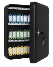 Key Lock Box Wall Mount Security Key Storage Box with 48 Key Hooks & Tags