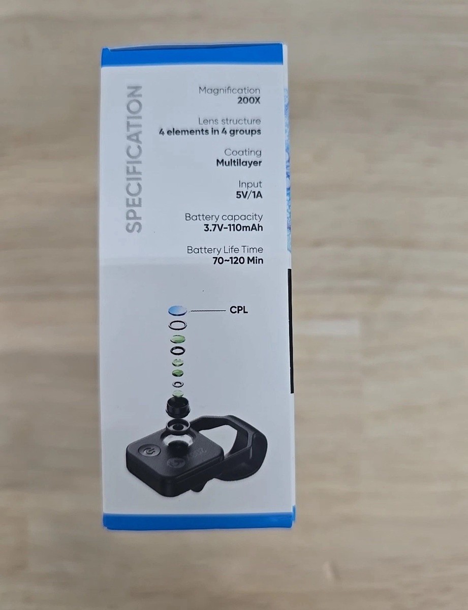 200X Phone Microscope With CPL Lens LED Light And Universal Clip