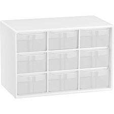 Mini Desktop Drawer Organizer with 9 Clear Drawers, Small Plastic Craft Storage