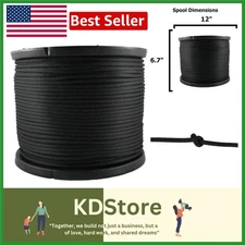 1/4" Black Polyester Rope - 500ft Heavy-Duty, UV & Abrasion Resistant