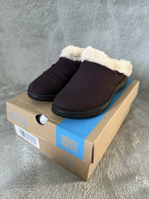 Clarks Cloudsteppers Breeze Willow Faux Fur Clogs Plum Red Women's Size 9M