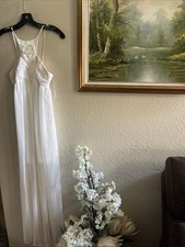 Cotton Express Sleeveless Dress Summer Maxi White Cottage Core Beach Size XS