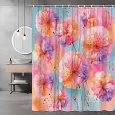 Pink Floral Shower Curtain Watercolor Flower Print