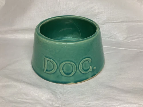 Vintage Pottery McCoy Dog Food Bowl Blue/ Green/ Teal Very Clean