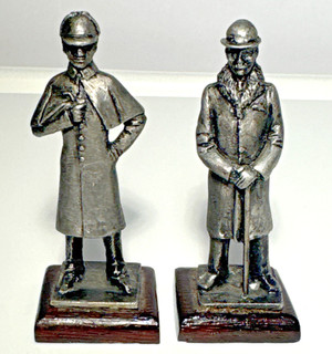 VTG SHERLOCKIANA | SHERLOCK HOLMES and WATSON Mini Figurines | 2.5" Tall Pewter