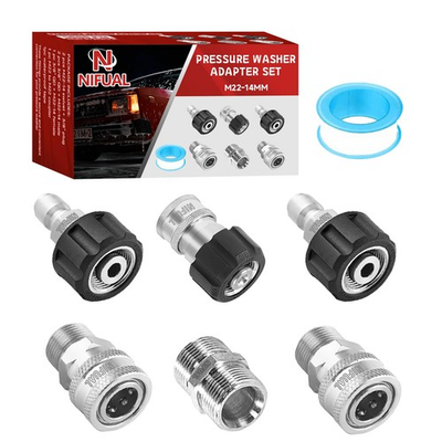 #ad #ad 7 PCS M22 14mm to 3 8 Inch Quick Disconnect Kit Pressure Washer Swivel SS $28.17