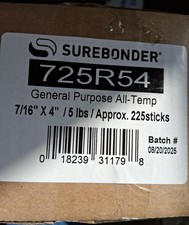 SUREBONDER 725R54 5 LBS 225pc 0.44" x 4" All Temperature Clear Hot Glue Stick