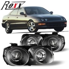 For 1994 1995 1996 1997 Acura Integra Pair Black Headlights Halo Ring Projector