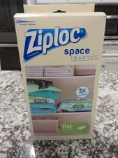 Ziploc SPACE BAG Vacuum Seal Storage Clothing/Bedding Bags 2 Jumbo Flats 35 x 48
