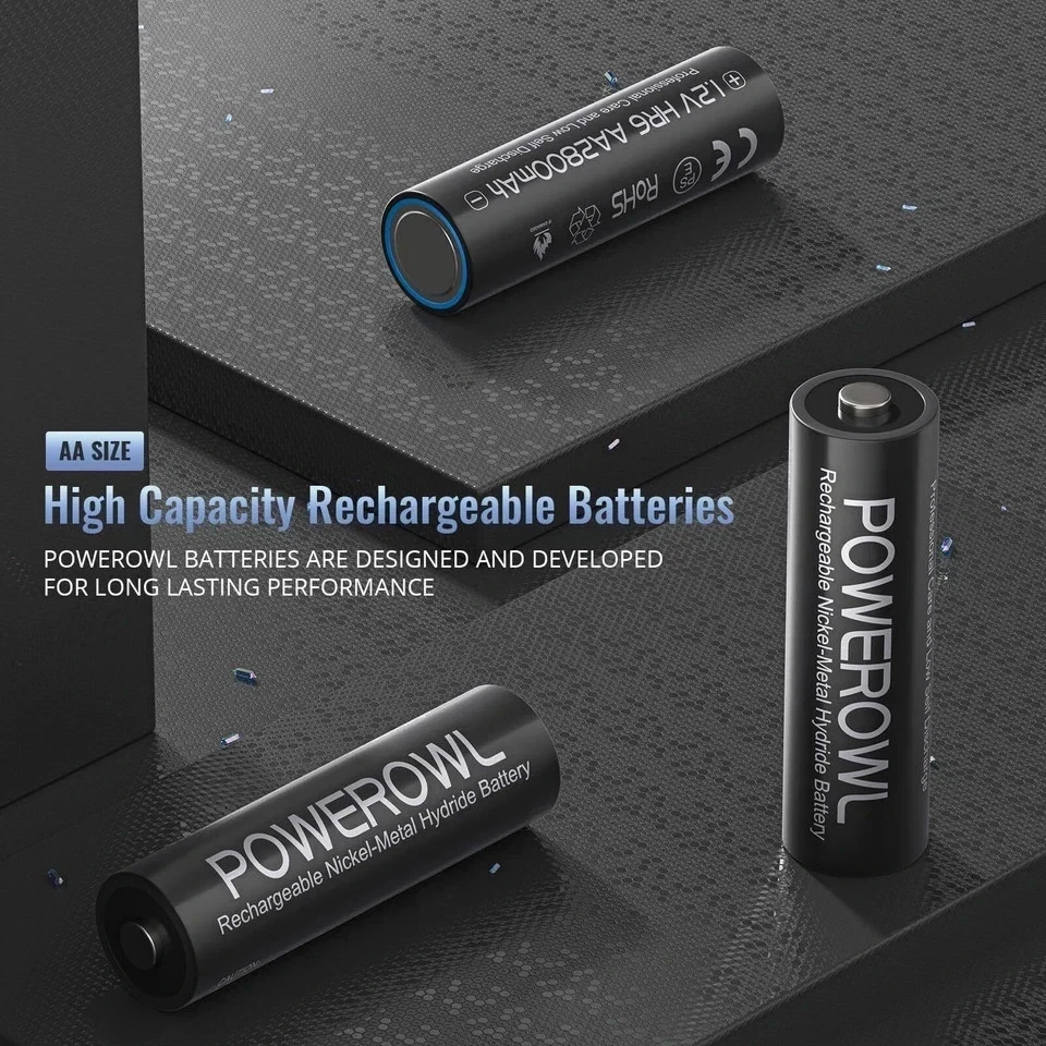 POWEROWL AA Rechargeable Batteries 2800mAh High Capacity Batteries 1.2V NiMH... - Image 2 of 4