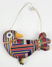 Vtg Satin Striped Stuffed Hanging Bird Made In India