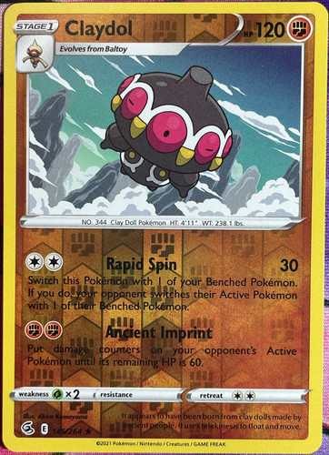 Claydol Reverse Holo Rare - 145/264 - Fusion Strike Pokemon 2021