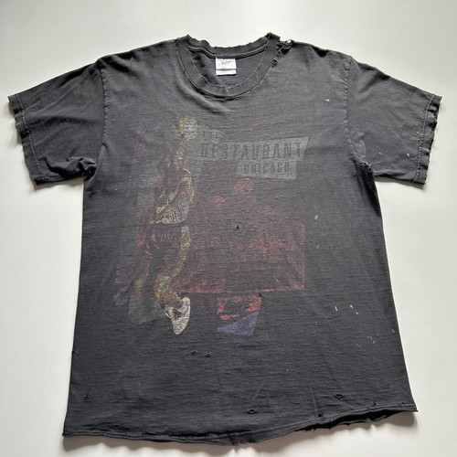 Vintage 90s Nike Michael Jordan Restaurant T Shirt Faded Black Large Distressed