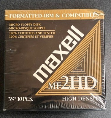 New Maxwell Floppy Disk MF 2HD HIGH DENSITY 3 1/2'' 10 PCS NEW Factory Sealed