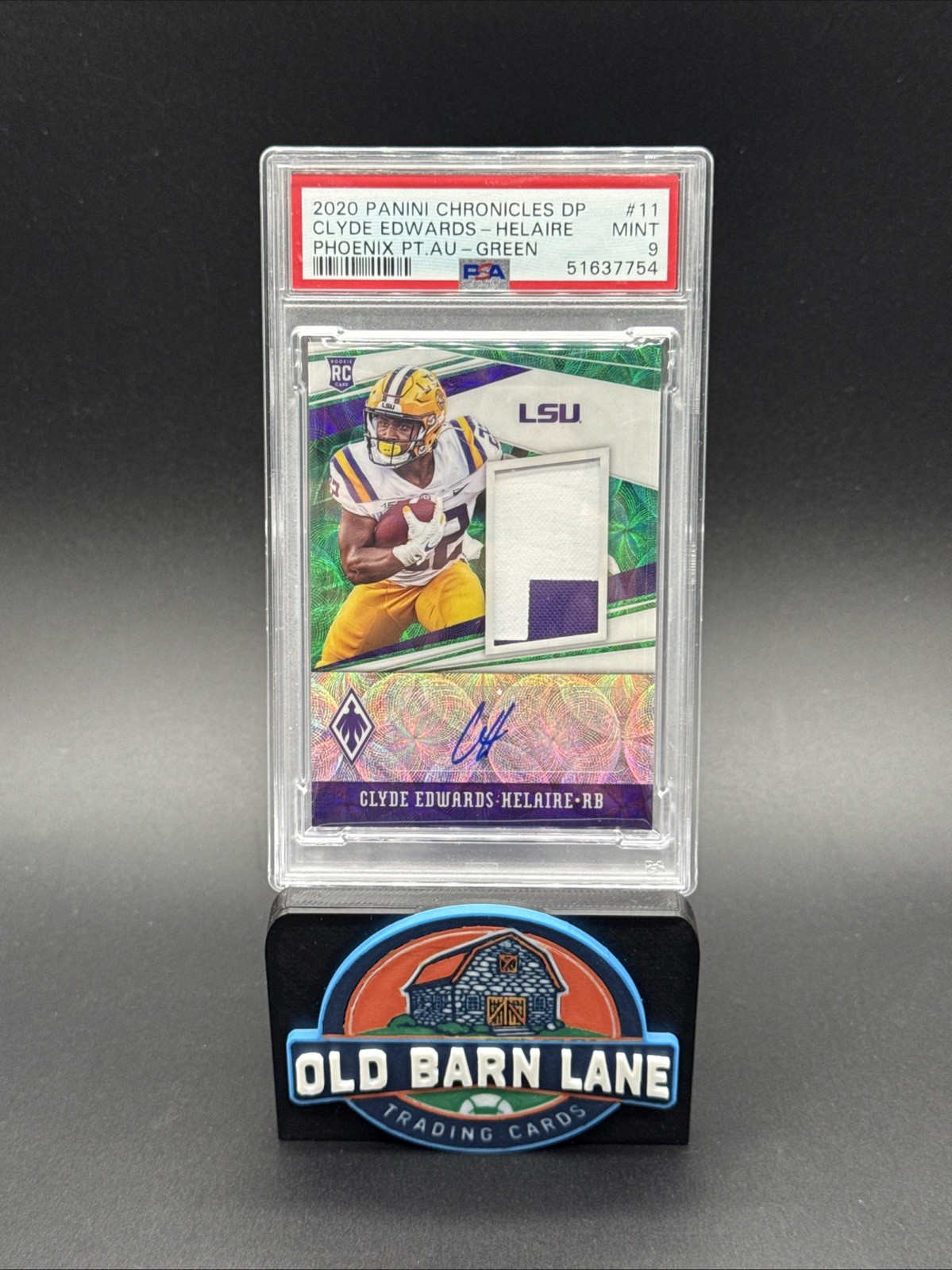 Clyde Edwards-Helaire Panini Chronicles Draft Picks Phoenix Patch Autographs #11 Green